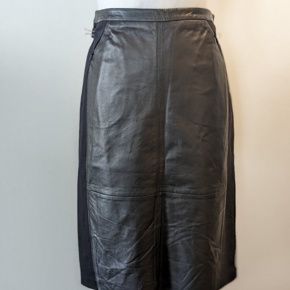 Halogen Faux leather and fabric pencil skirt EUC - Picture 2 of 6